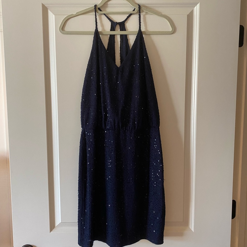 Jessica Simpson navy blue sequin dress.